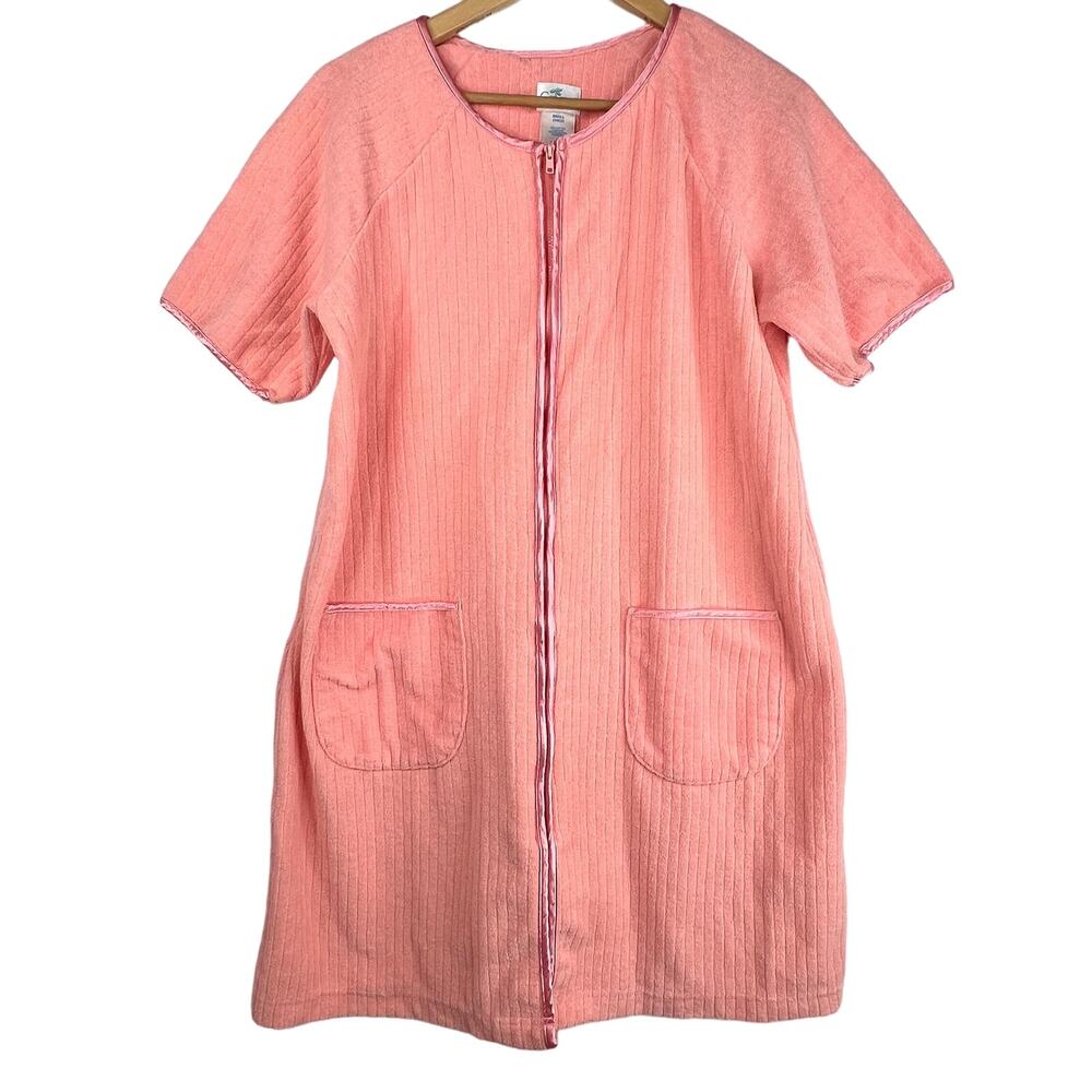 Calypso Pink Terrycloth Zip Swim Coverup Small